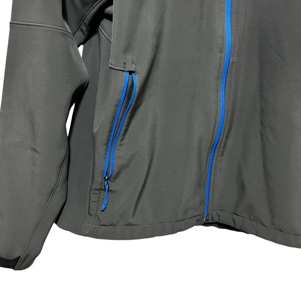 The‎ North Face Men Softshell Jacket L Gray Blue Hood Windproof Outdoor Gorpcore